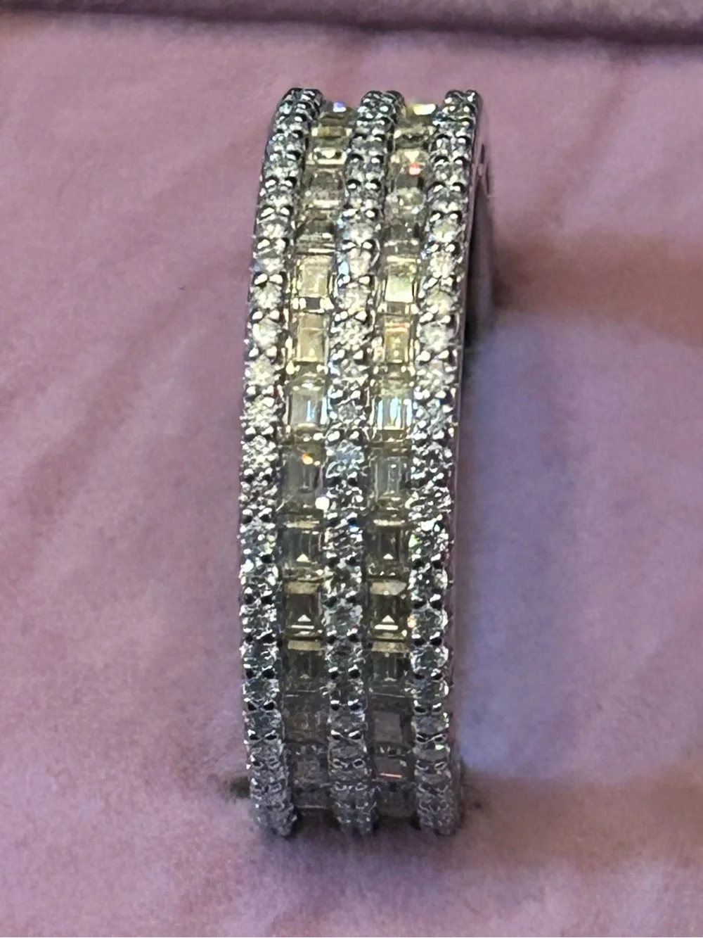 Radiant 3.90CTW Baguette & Round Genuine Moissanite 💎 Eternity Band 925 SSILVER